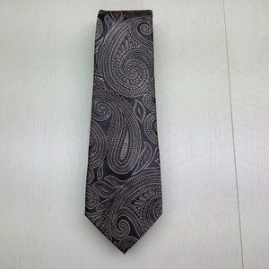 Banana Republic Black and Silver Paisley Silk Tie